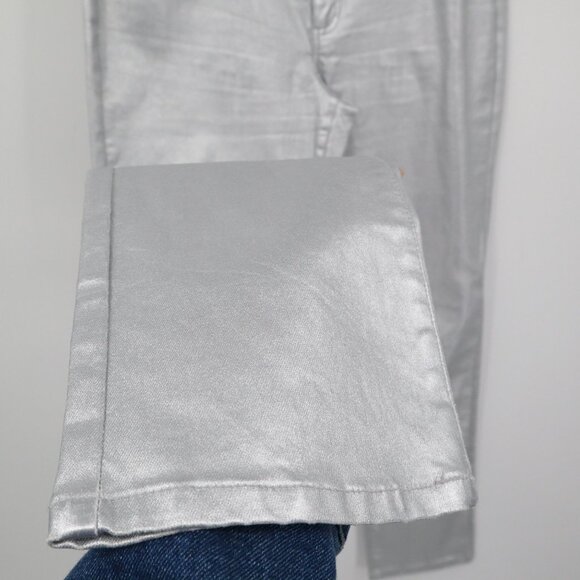 Boston Proper Metallic Pants Women 10 Silver Festive Holiday Party Night Out - Picture 7 of 16